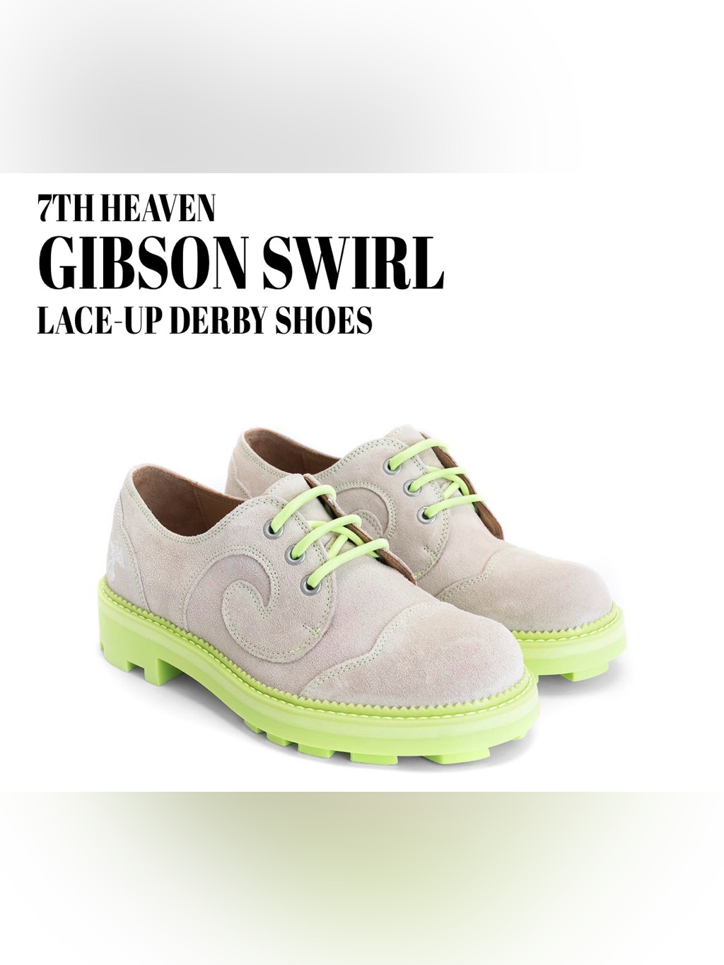 Fluevog Excellent 7th Heaven Gibson Swirl Suede Derby Shoe Beige/Yellow -11